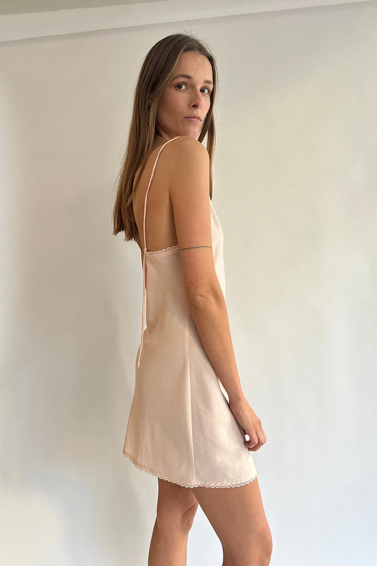 MR. LARKIN, Mini Slip Dress, Peach Dust