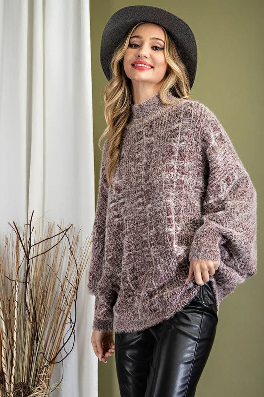 Multi- Color Fuzzy Dolman Sweater