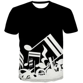 Music T-shirt Men Instrument T-shirts Graphic Retro Tshirts Casual Electronic Shirt Print