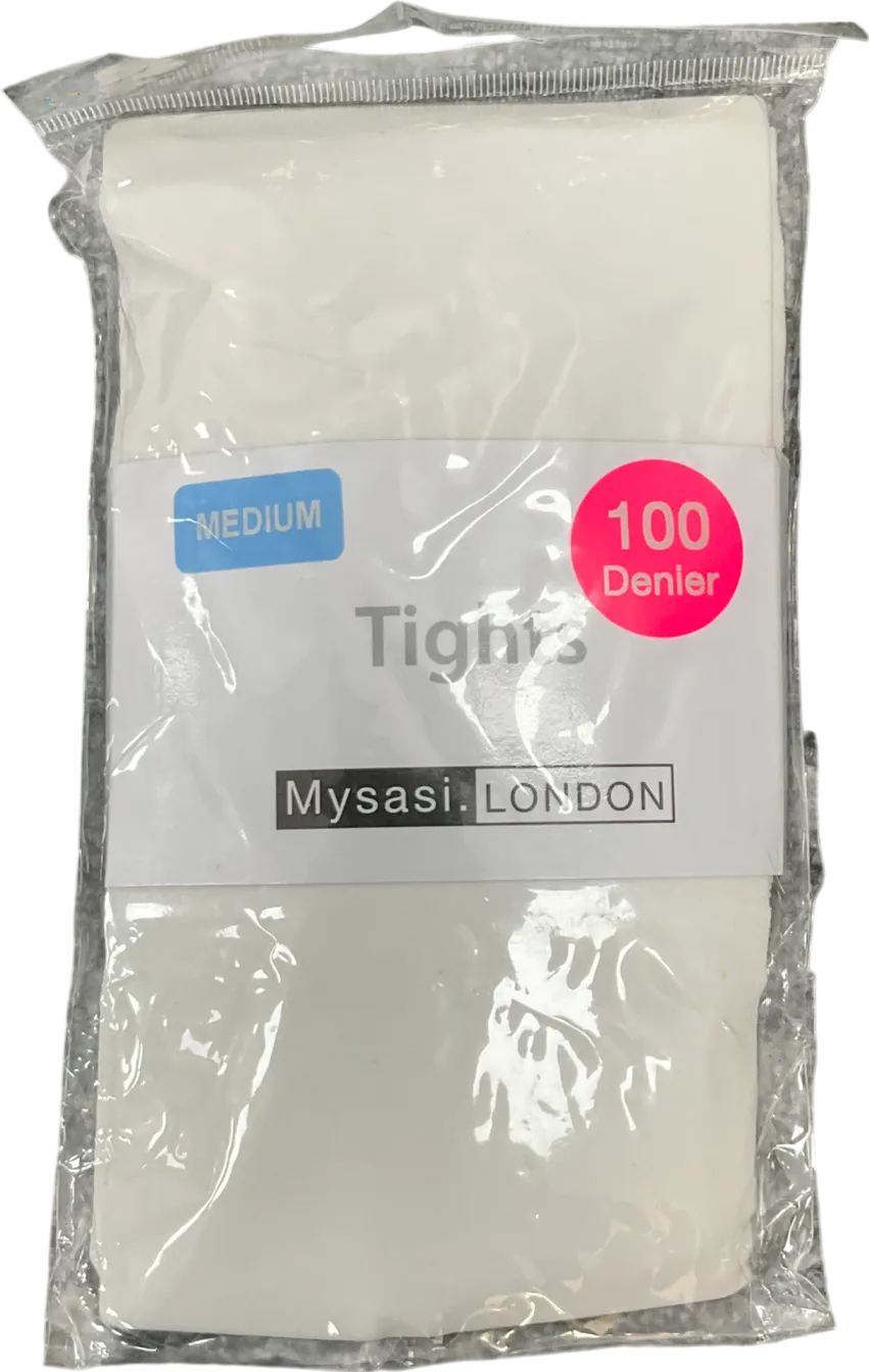 Mysasi White 100 Denier Tights UK M