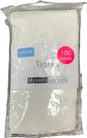 Mysasi White 100 Denier Tights UK M