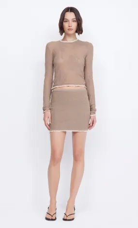 NAELLE CREW NECK KNIT TOP - TAUPE