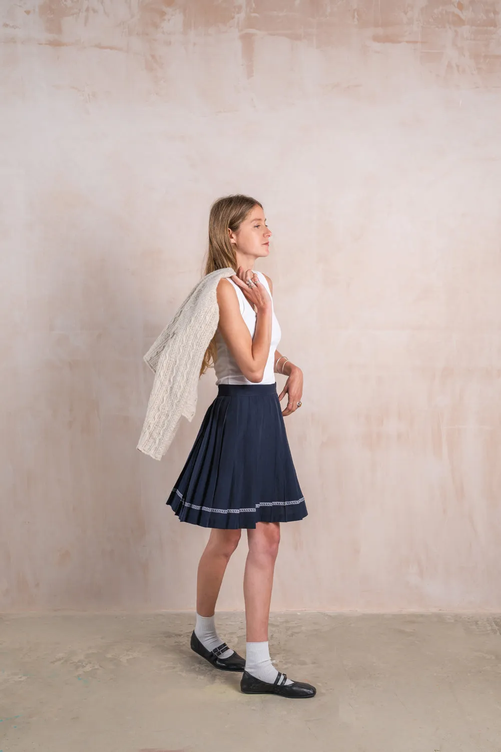 Navy Pleated Tennis Skirt