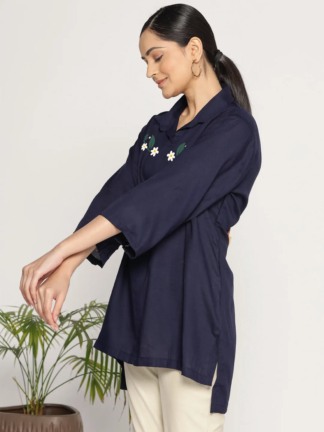 Navy Rayon ShirtTop - Bleunuit