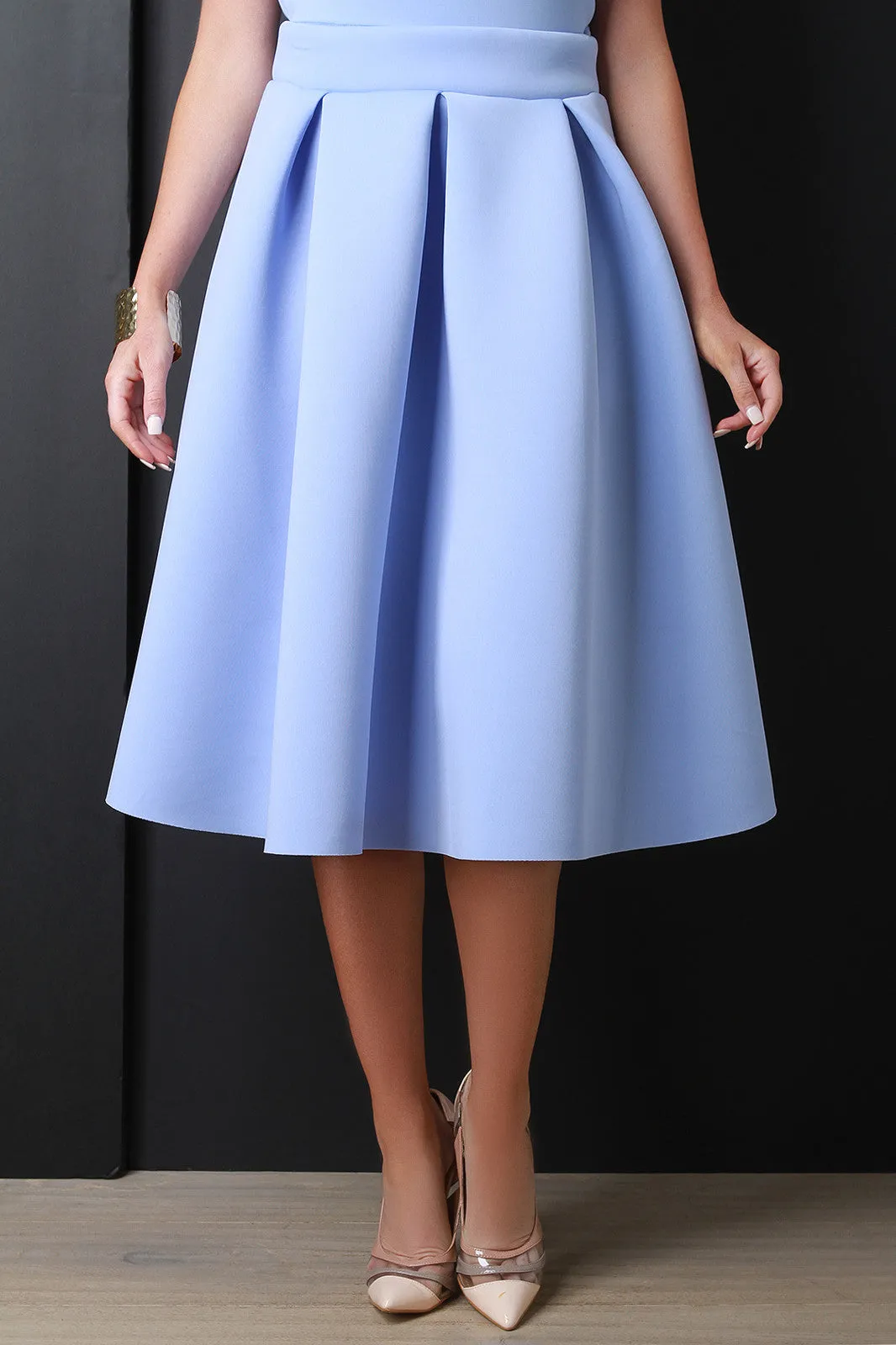 Neoprene Box Pleat Circle Skirt