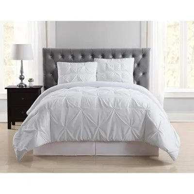 New - Truly Soft Everyday Twin Extra Long Pleated Comforter Set White