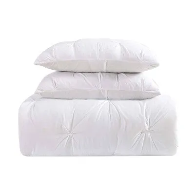 New - Truly Soft Everyday Twin Extra Long Pleated Comforter Set White