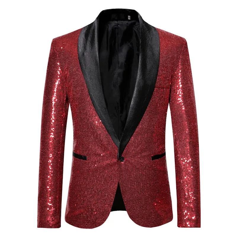 Nightclub and Stage Performer Full Sequin Style Men Blazer