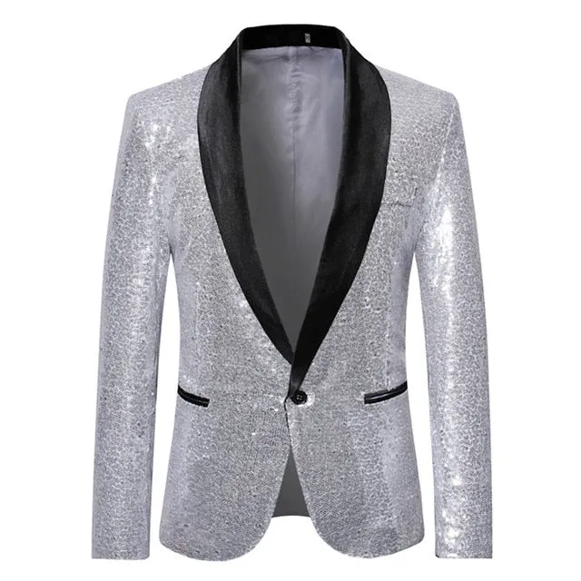 Nightclub and Stage Performer Full Sequin Style Men Blazer