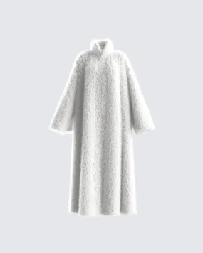 Noel Ivory Midi Vegan Fur Coat