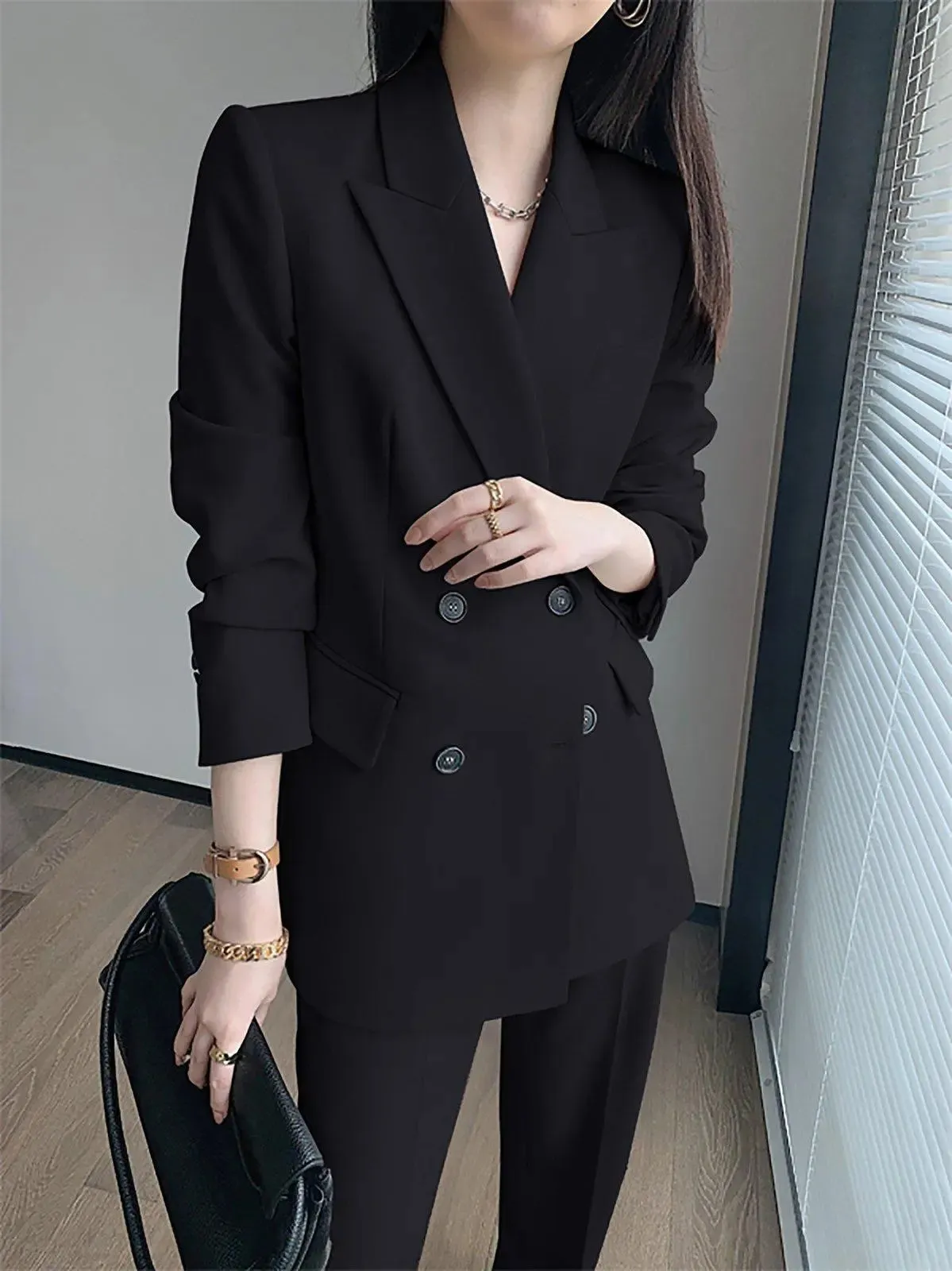 Olivia Double Breasted Blazer Wide Leg Pants Two-Piece Set