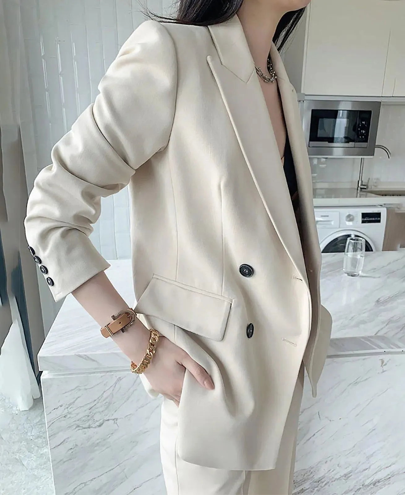 Olivia Double Breasted Blazer Wide Leg Pants Two-Piece Set