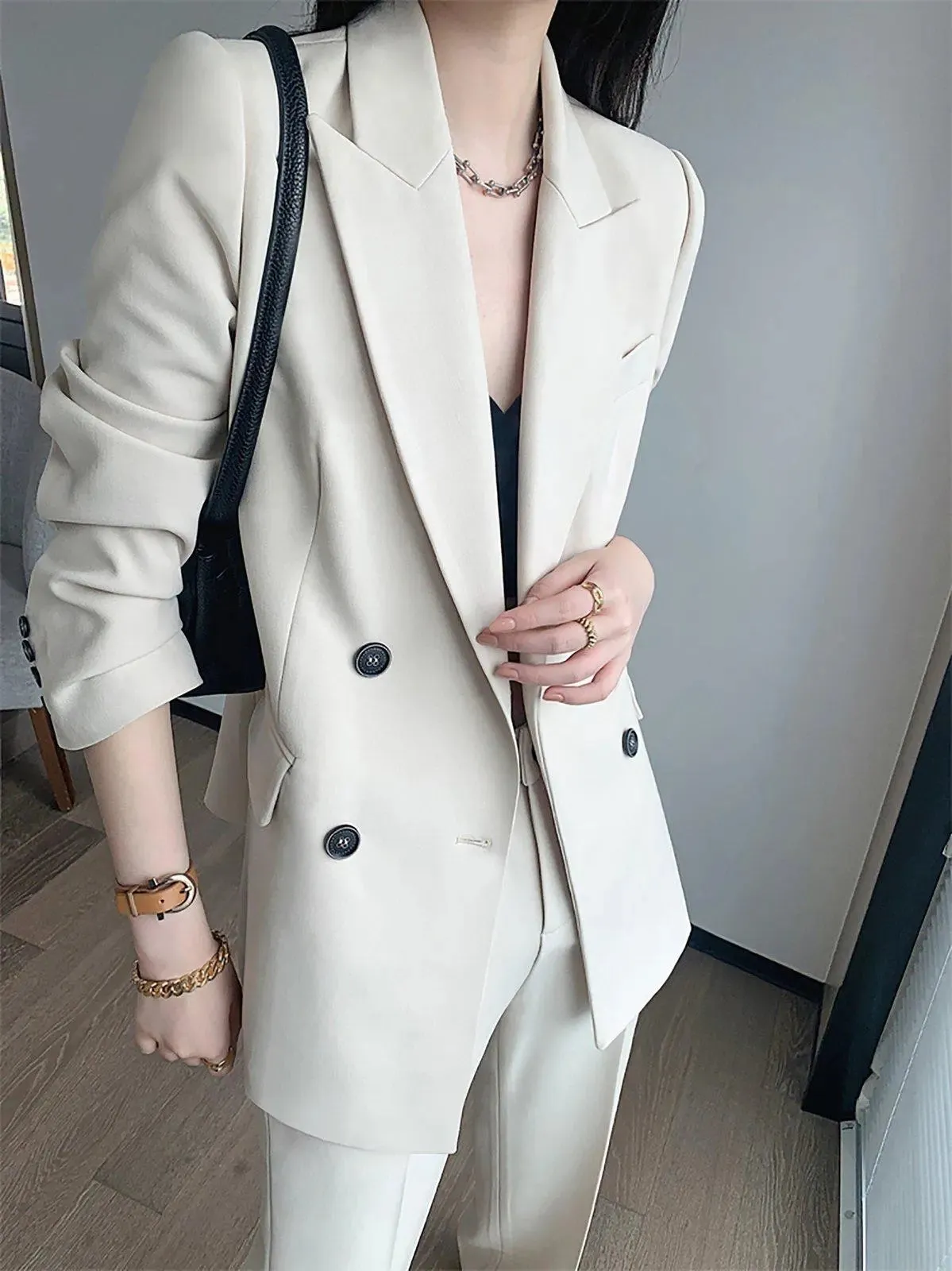 Olivia Double Breasted Blazer Wide Leg Pants Two-Piece Set