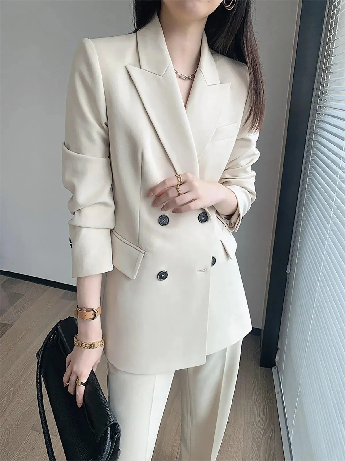 Olivia Double Breasted Blazer Wide Leg Pants Two-Piece Set