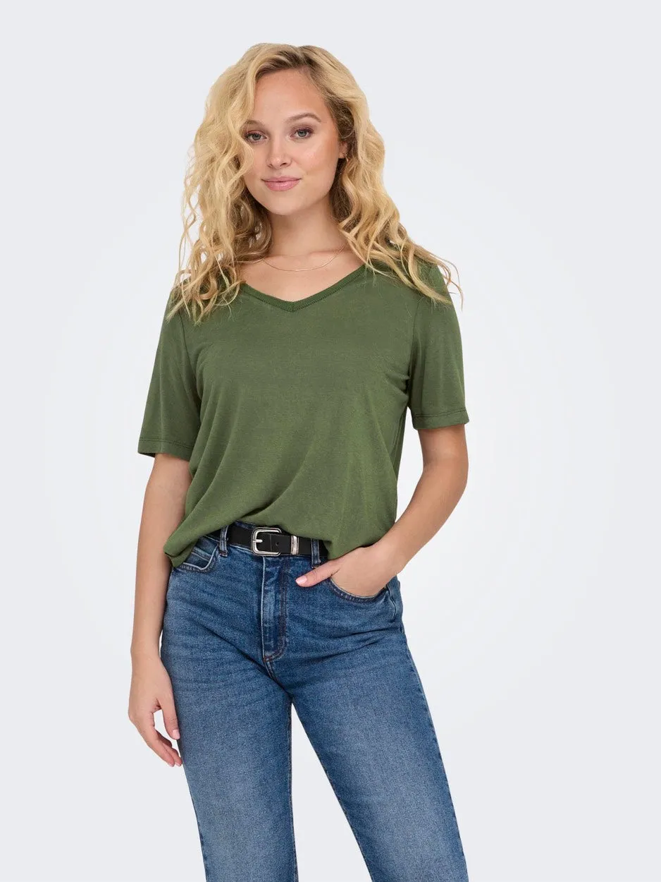 Onlelise S/s V-neck Top Jrs Noos - Army