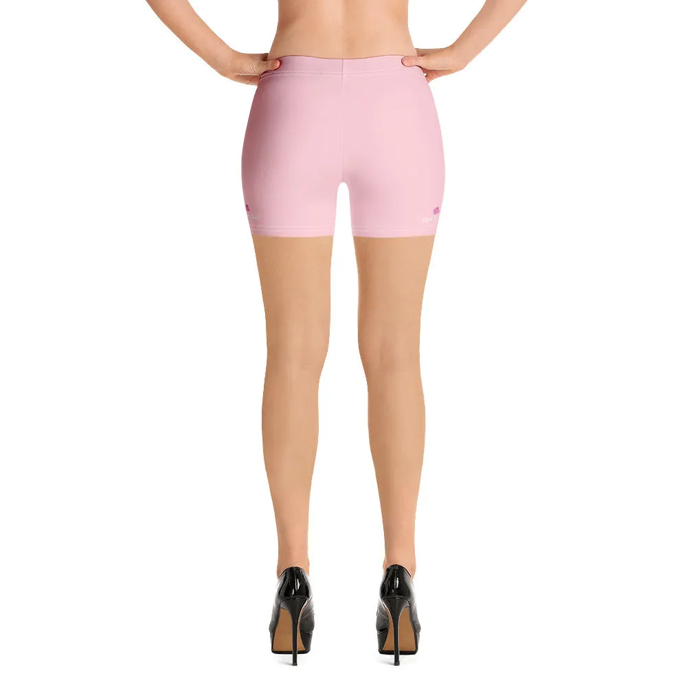 Pastel Pink Women's Shorts, Solid Color Light Pink Elastic Short Tights-Made in USA/EU/MX