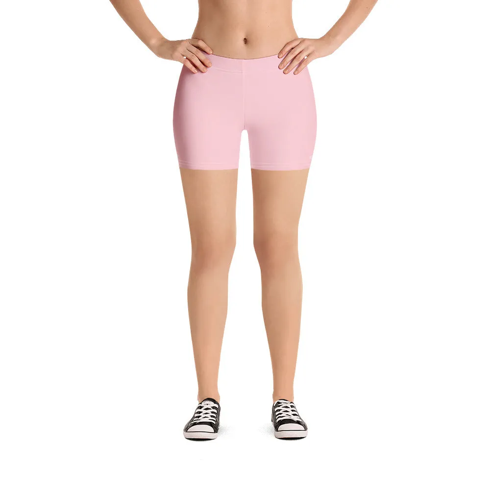 Pastel Pink Women's Shorts, Solid Color Light Pink Elastic Short Tights-Made in USA/EU/MX