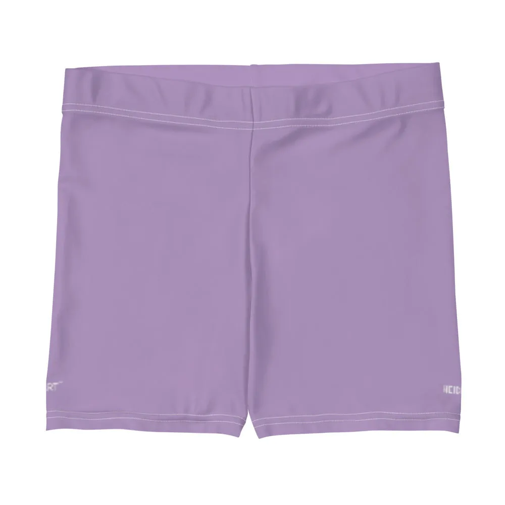 Pastel Purple Women's Shorts, Light Purple Solid Color Gym Elastic Tight Shorts-Made in USA/EU