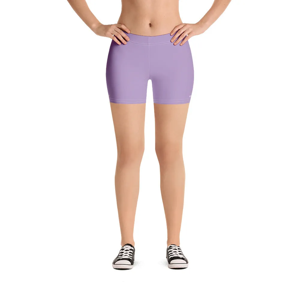 Pastel Purple Women's Shorts, Light Purple Solid Color Gym Elastic Tight Shorts-Made in USA/EU