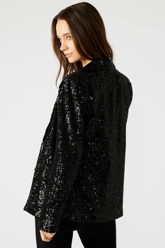 Payton Sequin Blazer Black