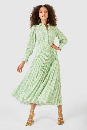 Penny Pleated Shirt Dress (Lime)