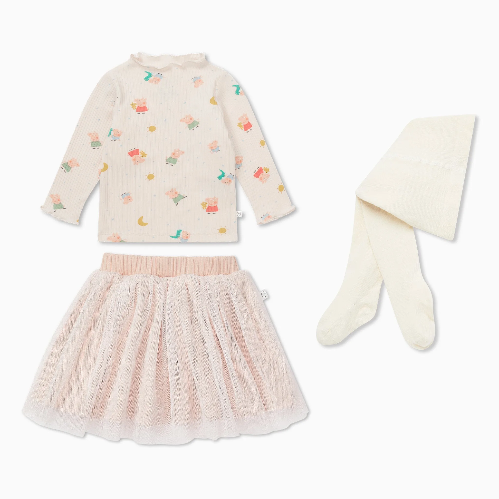 Peppa Pig Ribbed Top, Tutu & Tights Outfit