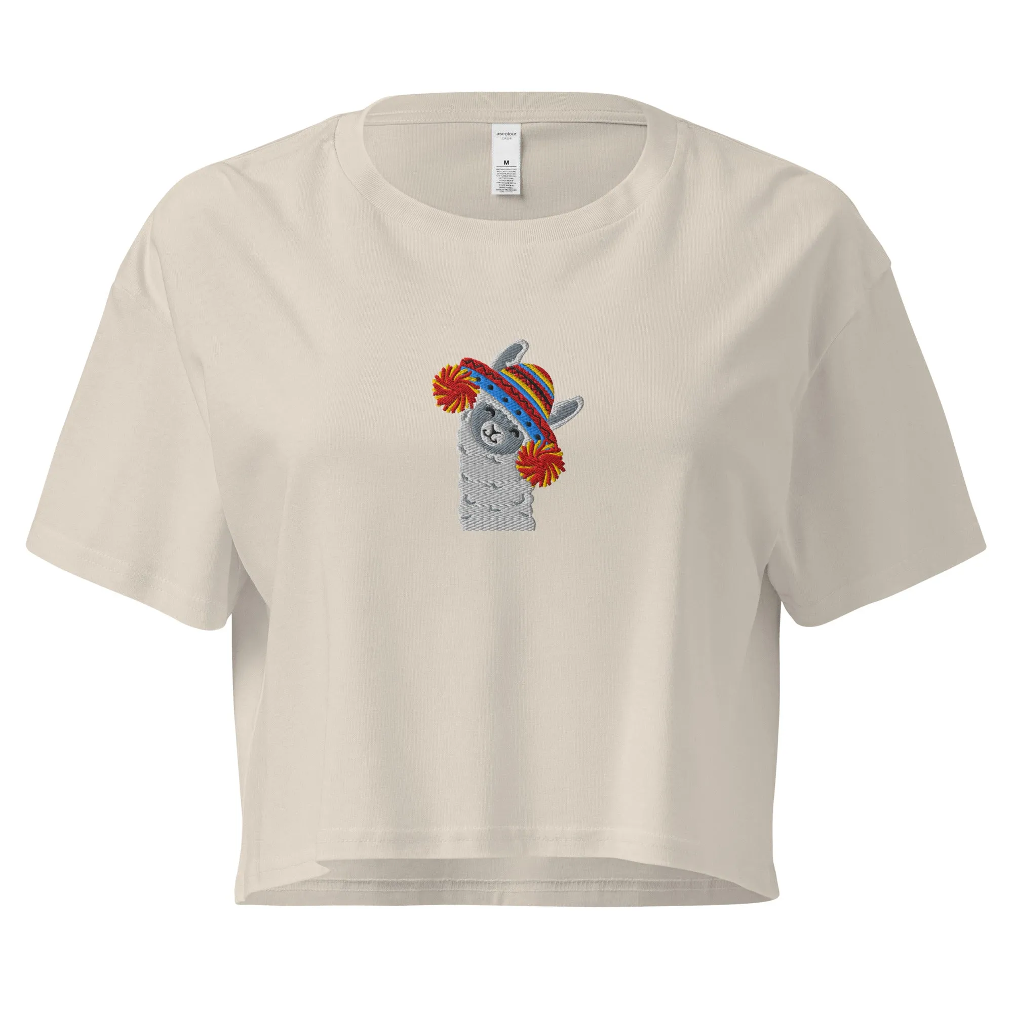 Peruvian Alpaca Embroidered Cropped T-Shirt