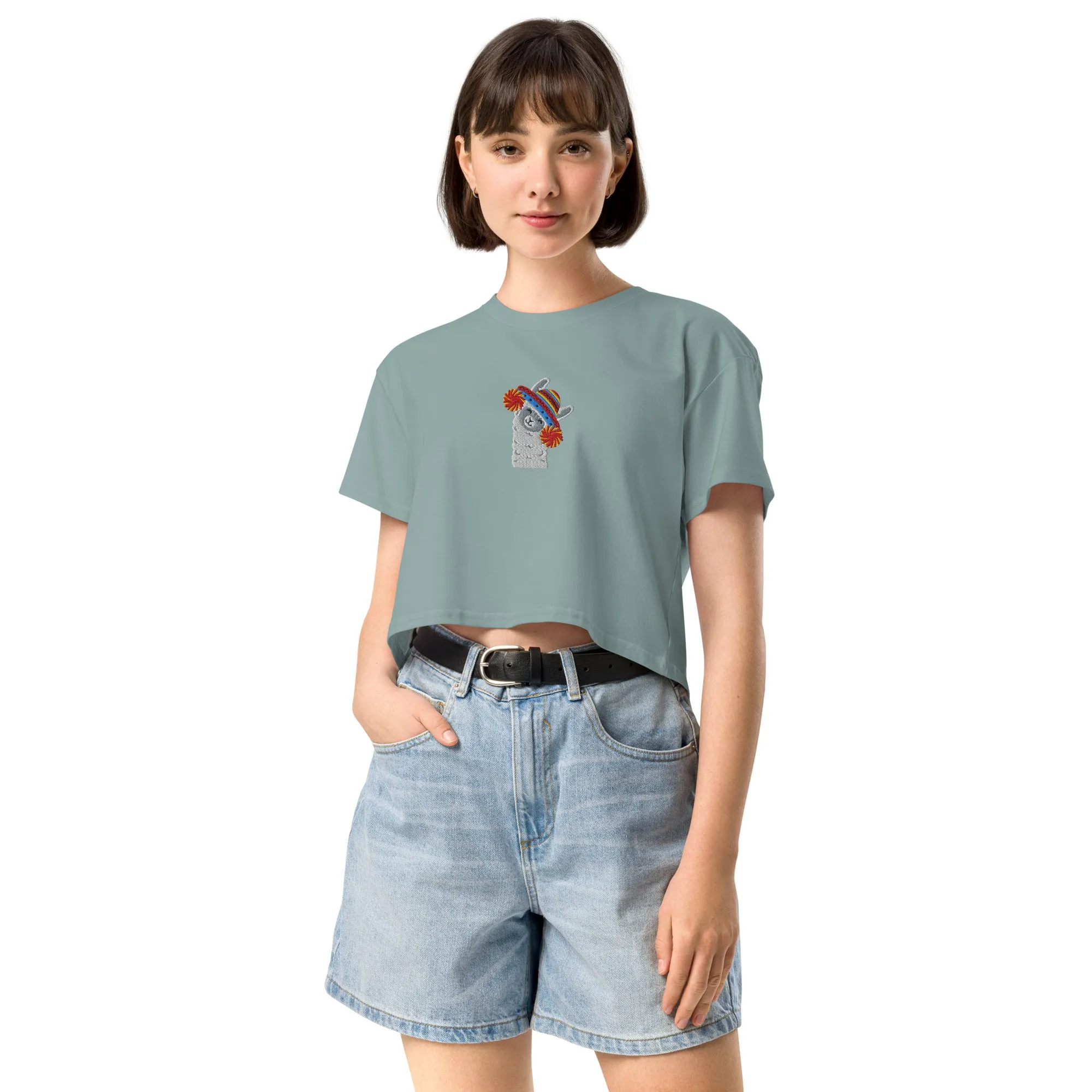 Peruvian Alpaca Embroidered Cropped T-Shirt