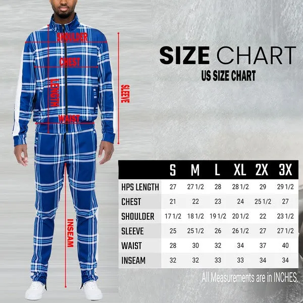 PLAID CHECKERED FULL ZIP TRACK PANTS SET