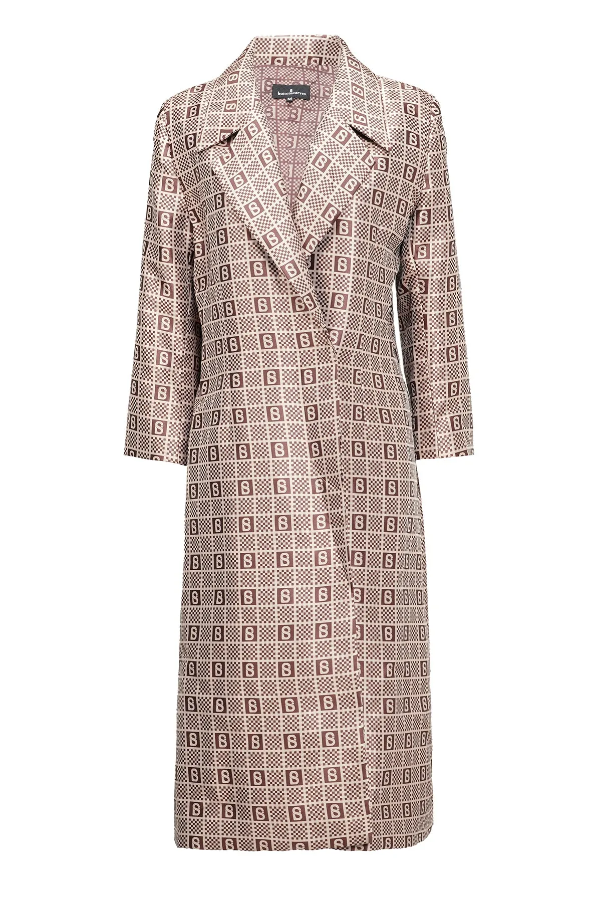 Plaid Jacquard Long Blazer - Bronze