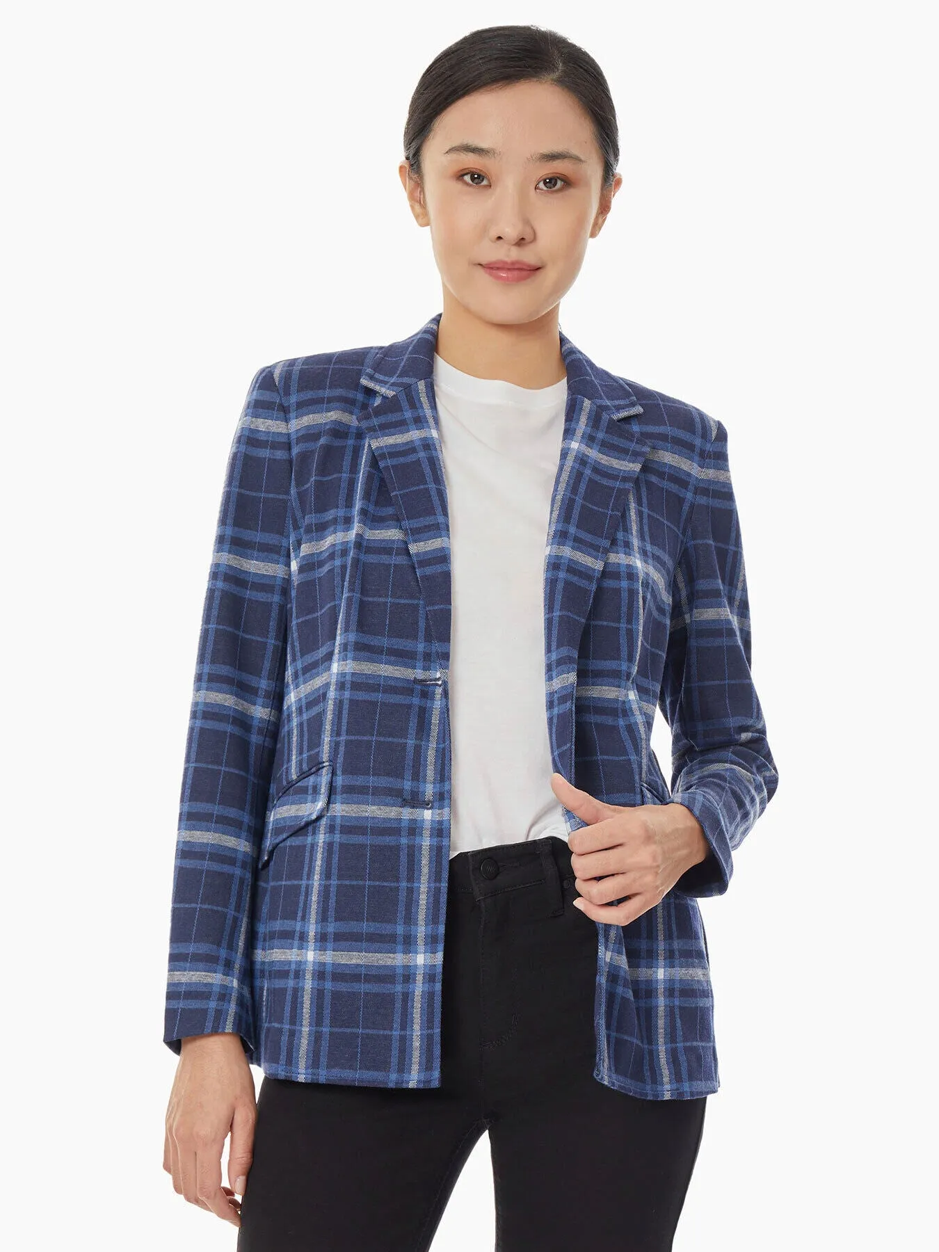 Plaid Two-Button Blazer