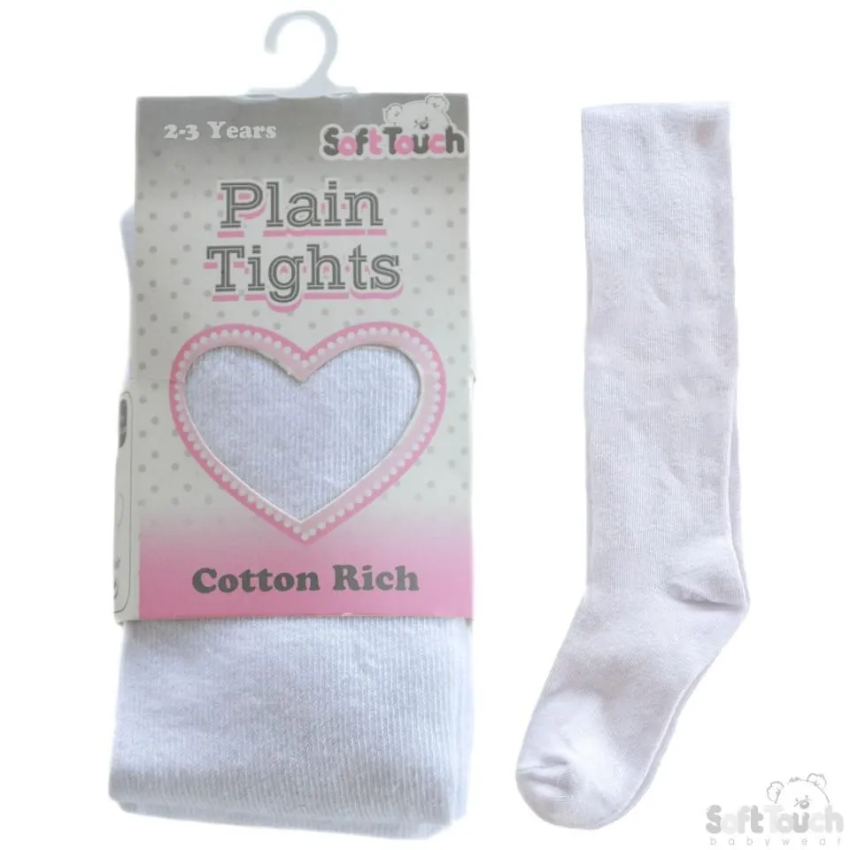 Plain White Cotton Tights - 7-8 Years - T80-W