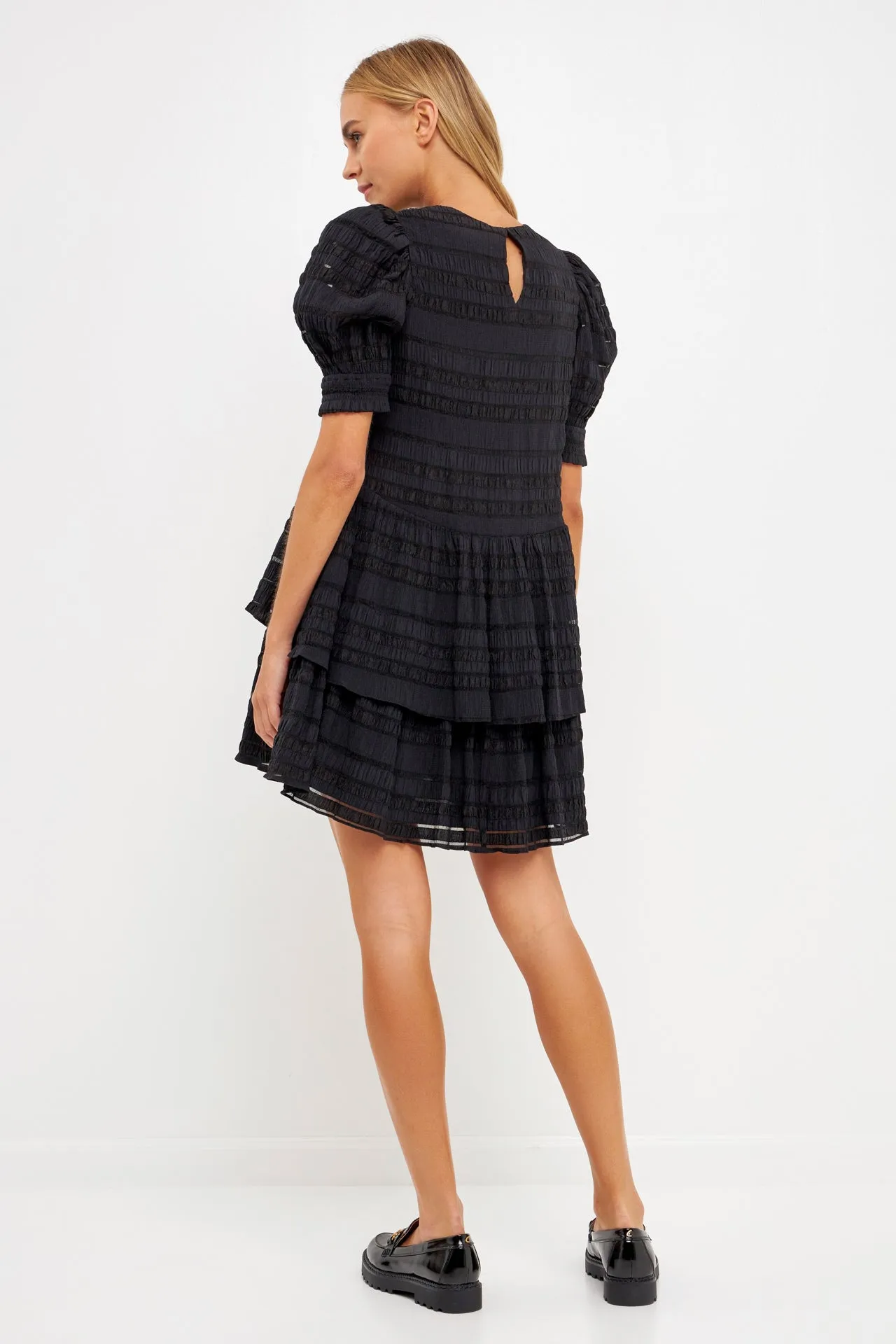 Pleated Fabric High-Low Dress