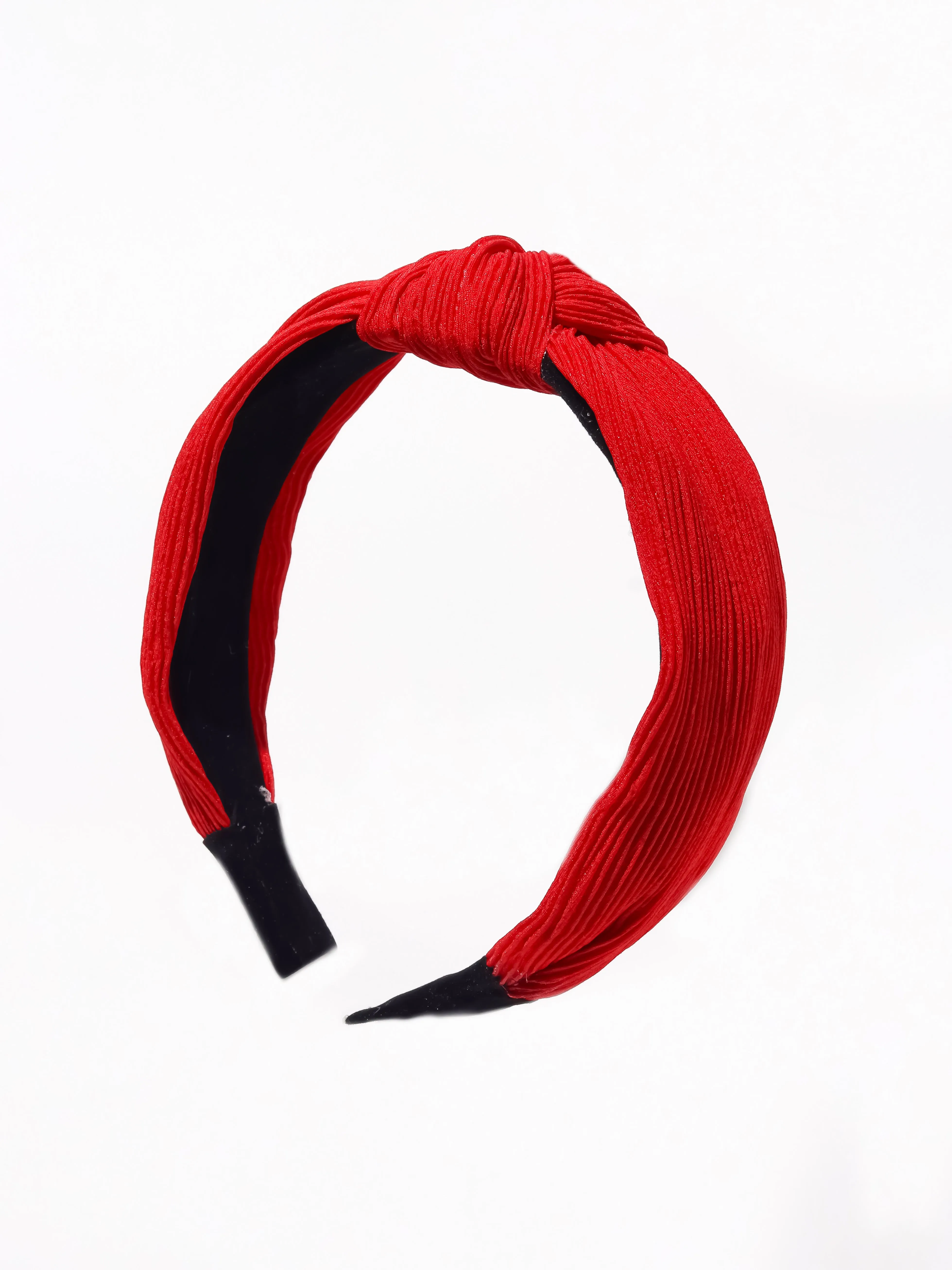 Pleated Fabric Knotted Headband- Red