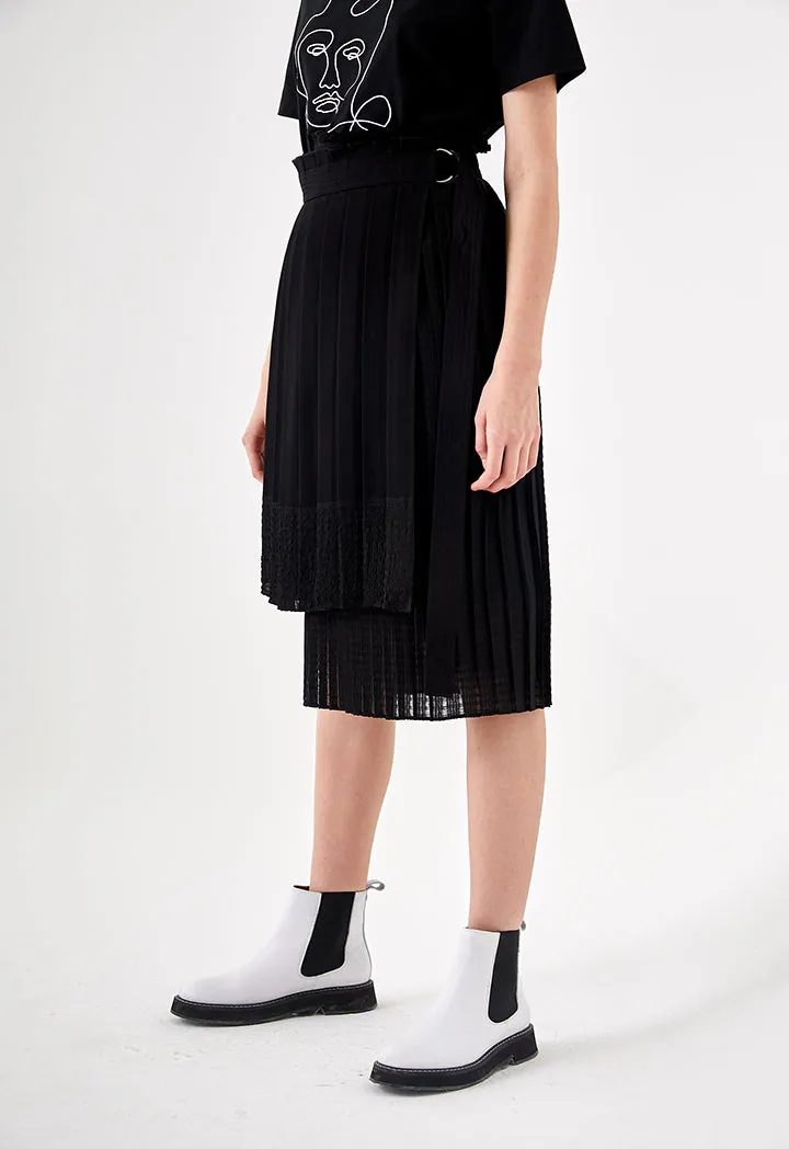 Pleated High Low Skirt