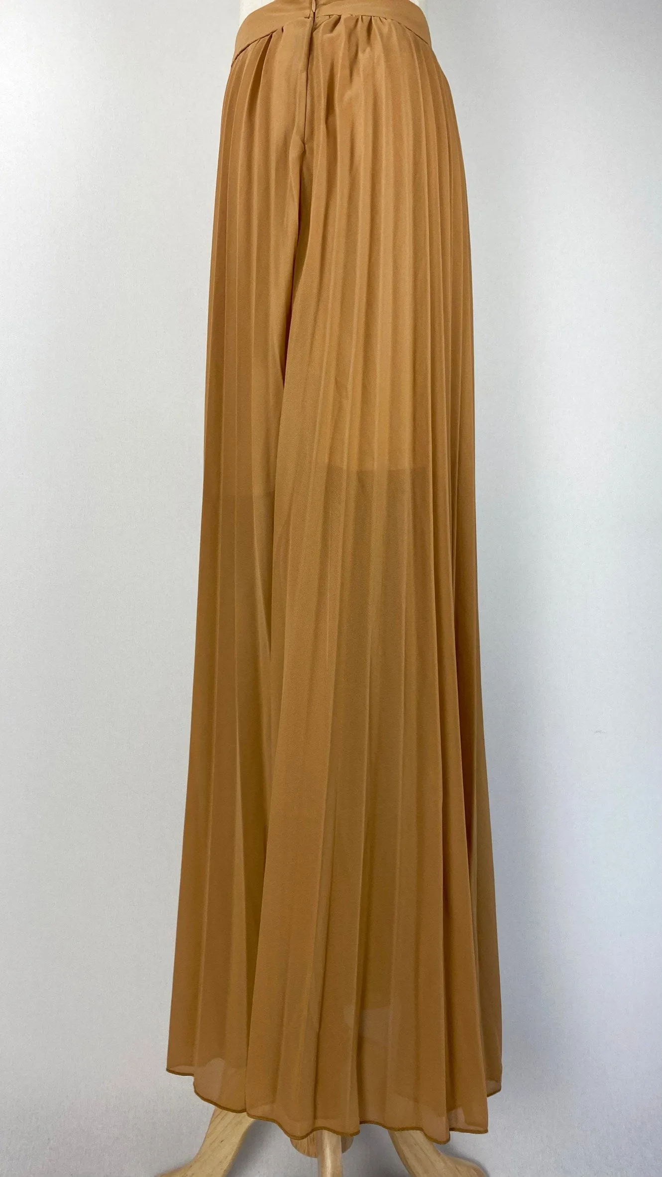 Pleated Maxi Skirt, Tan