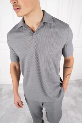 Pleated Polo Shirt - Charcoal