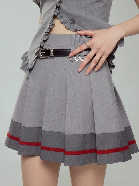 Pleated Skirt With Contrasting Ribbon