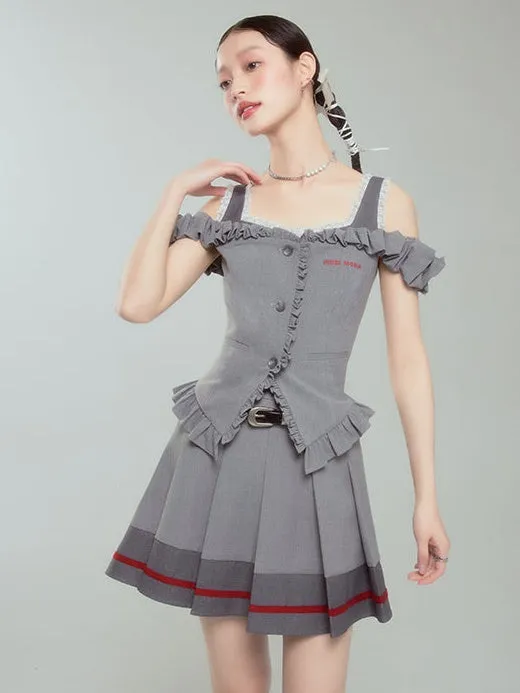 Pleated Skirt With Contrasting Ribbon