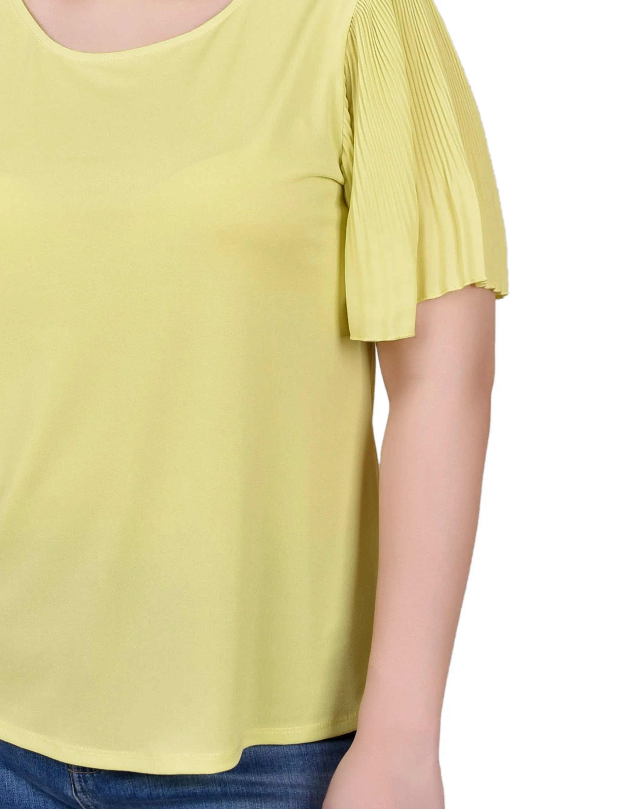 Pleated-Sleeve Top