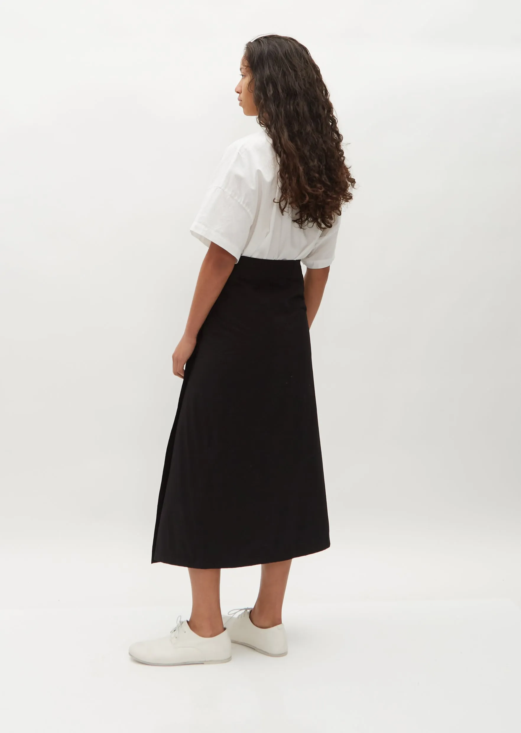 Pleated Wrap Skirt — Black