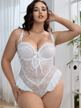 Plus Size Bridal Lingerie Lace Bodysuit