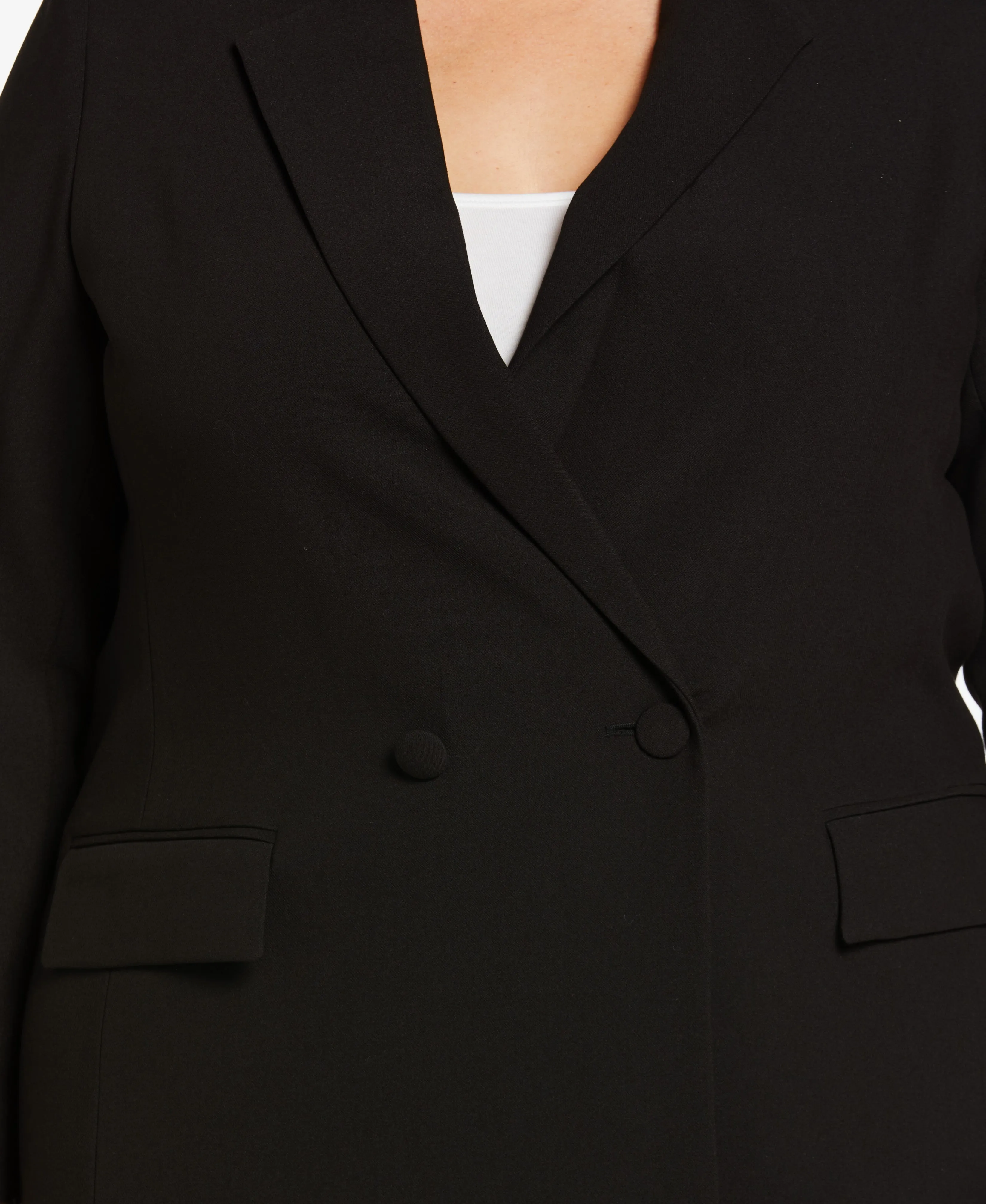 Plus Size Double Breasted Gabardine Blazer