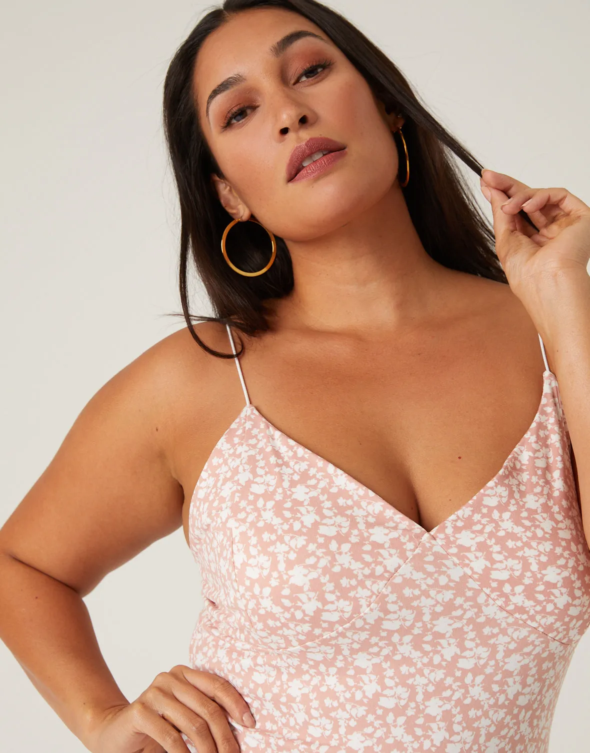 Plus Size Spaghetti Strap Floral Dress