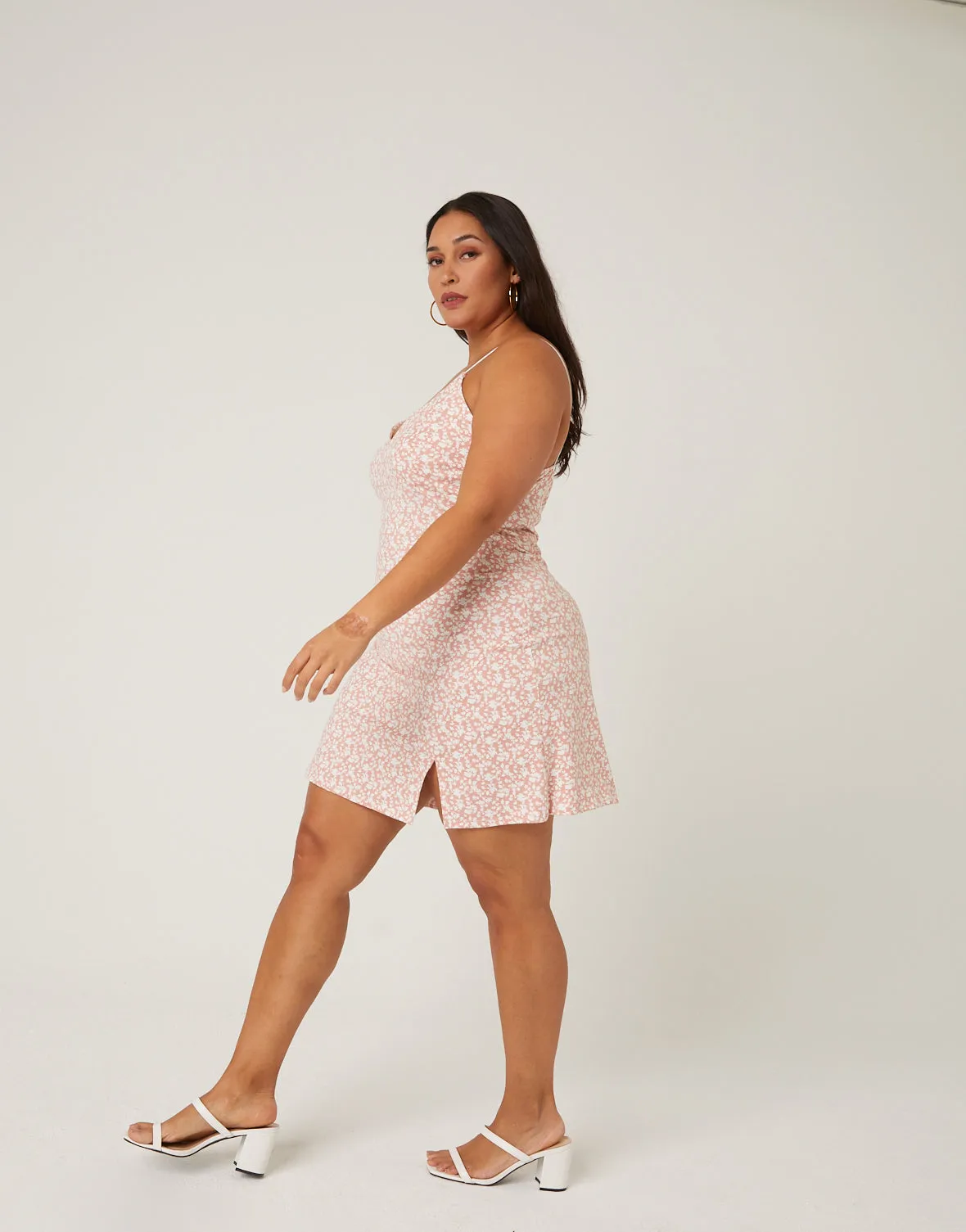 Plus Size Spaghetti Strap Floral Dress