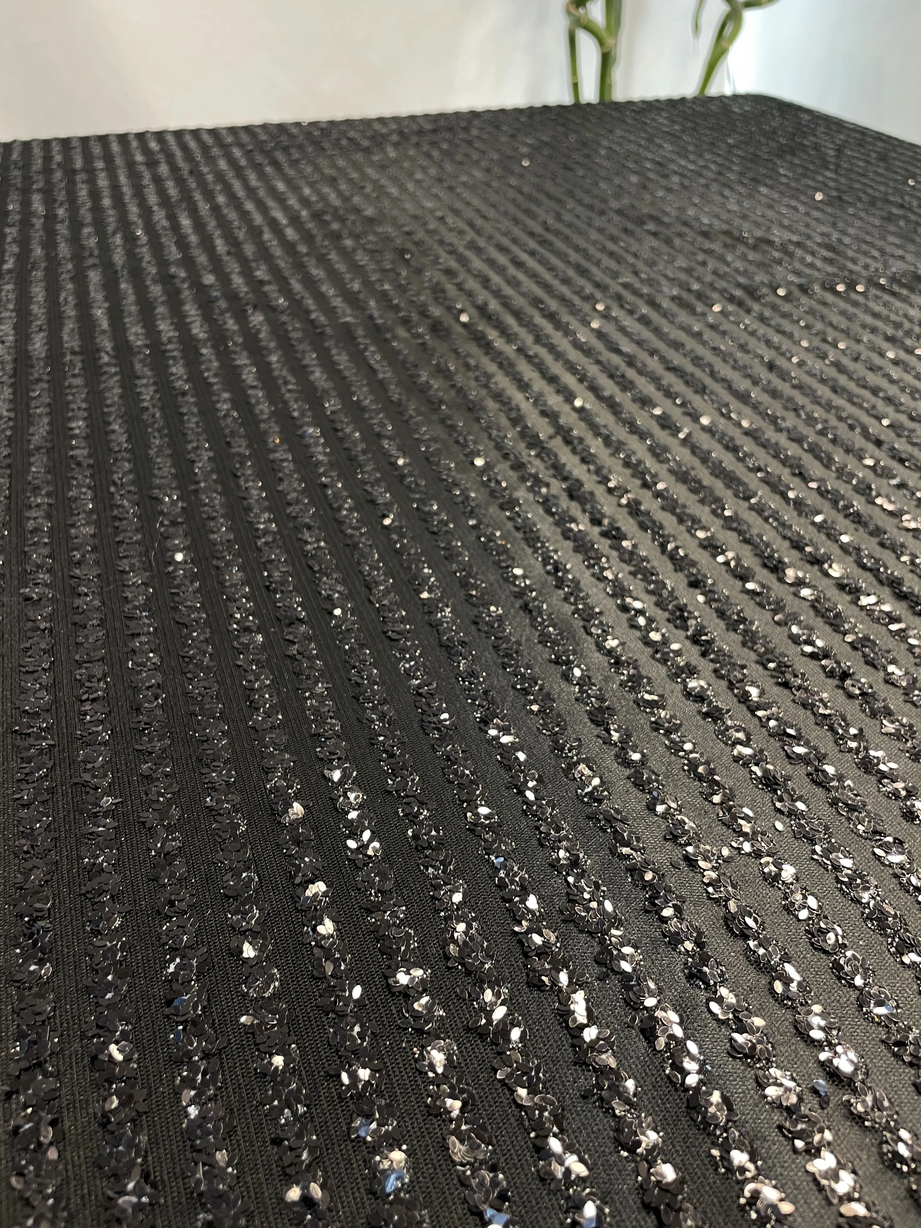 Premium Black Bonded Glitter Net Fabric