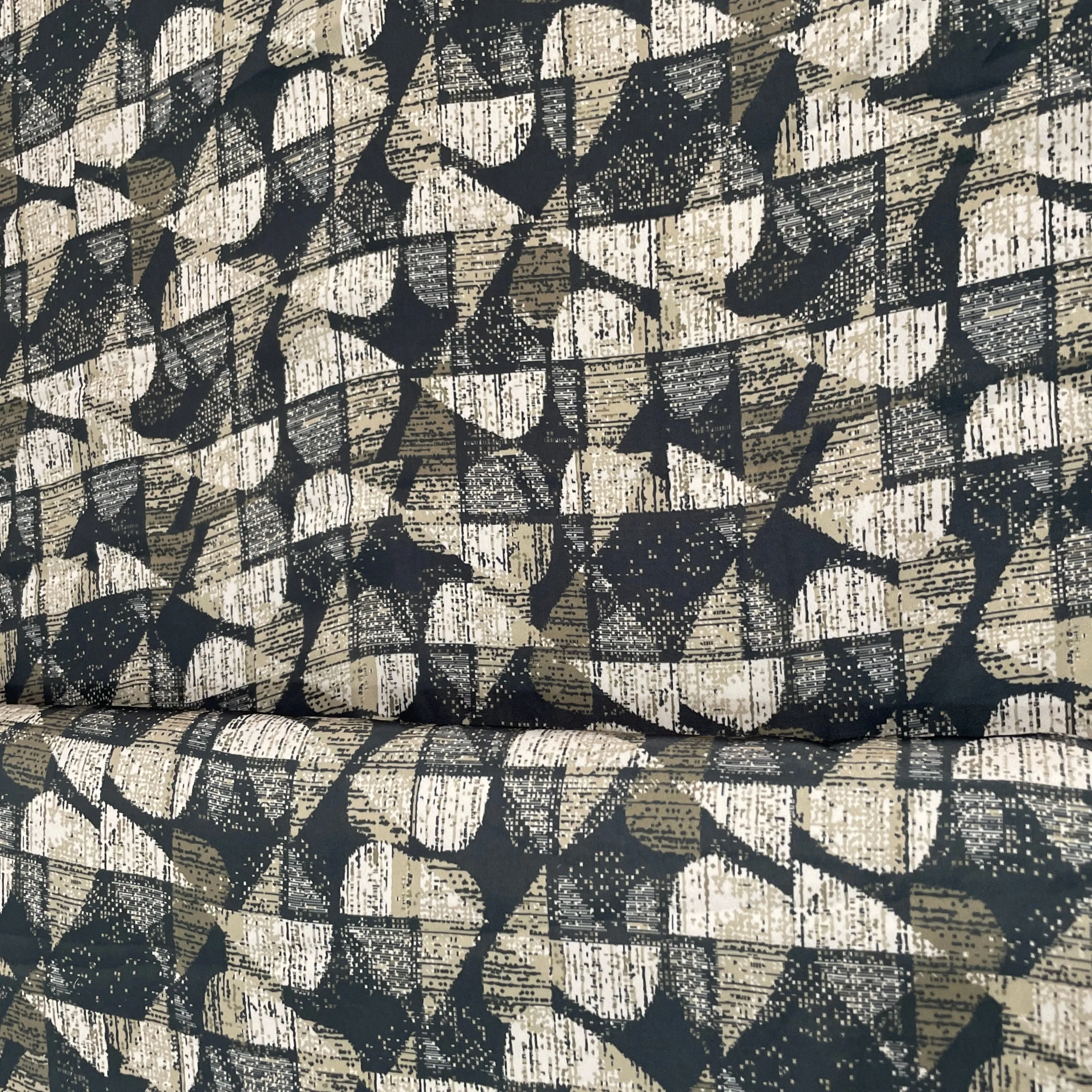 Premium Black Geometrical Print French Crepe Fabric