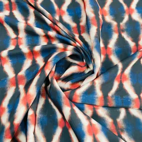 Premium Blue Ikkat Print French Crepe Fabric