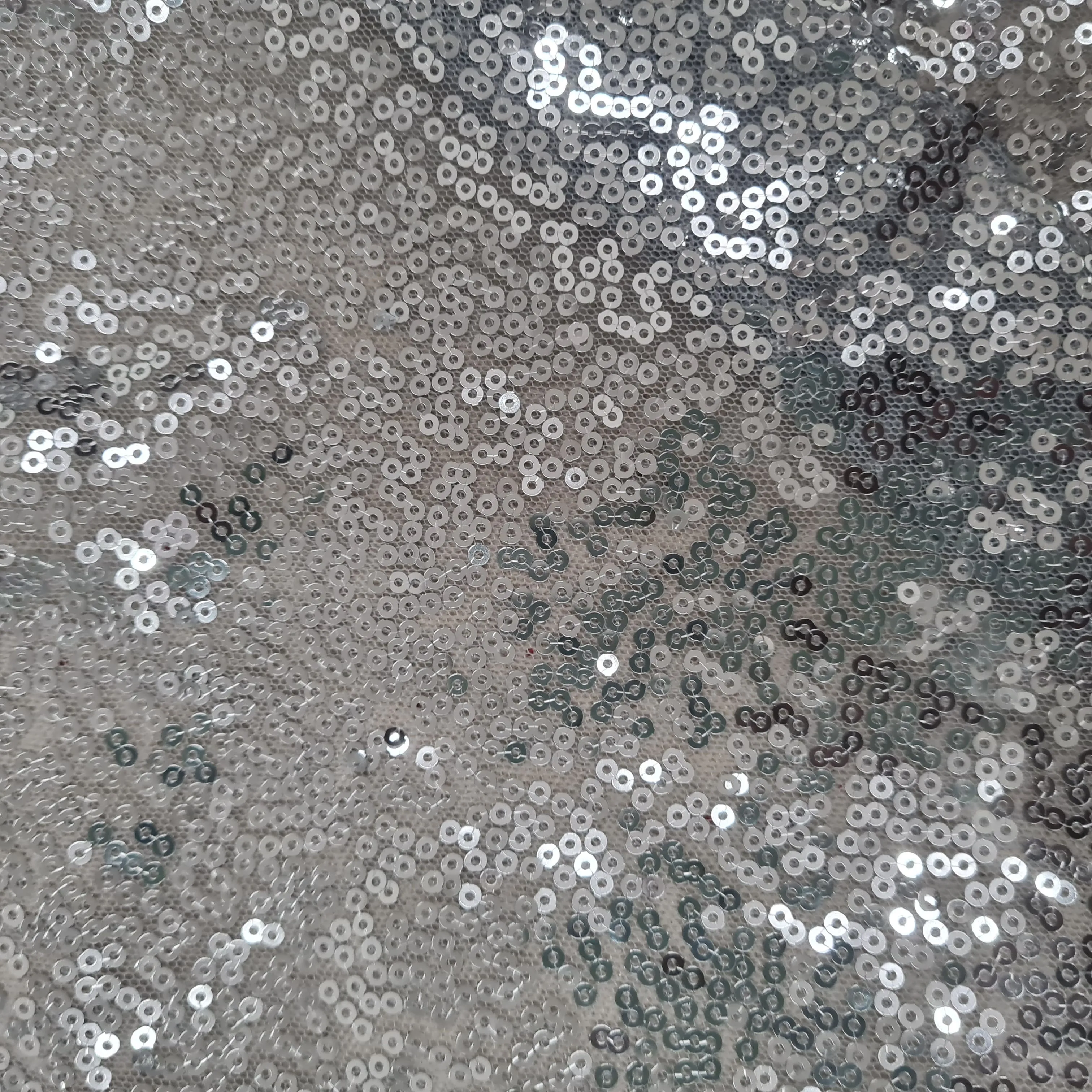 Premium Grey Sequins Embroidery Net Fabric