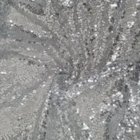 Premium Grey Sequins Embroidery Net Fabric